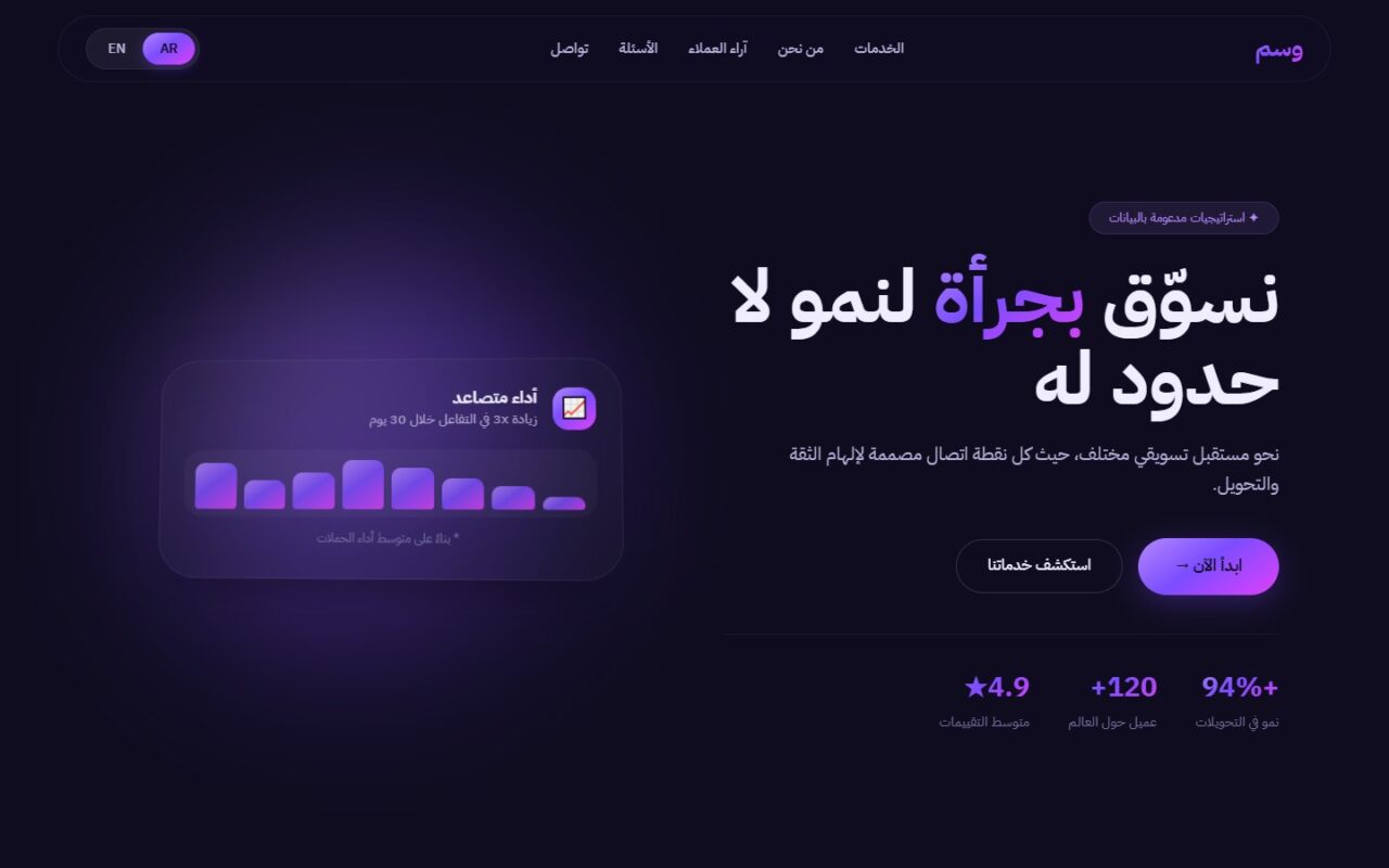 وسم – قالب تسويق احترافي (Responsive)